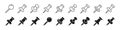 Push pin icon set. Linear and silhouette style. Vector illustration. Royalty Free Stock Photo