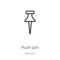 Push pin icon. Thin linear push pin outline icon isolated on white background from geometry collection. Line vector push pin sign Royalty Free Stock Photo