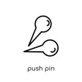 Push pin icon. Trendy modern flat linear vector Push pin icon on Royalty Free Stock Photo