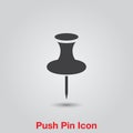 Push Pin icon vector, solid illustration, pictogram isolated on gray. Royalty Free Stock Photo