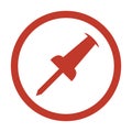 Push pin icon on white background. Royalty Free Stock Photo
