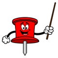 Push Pin Mascot with a Pointer Stick Royalty Free Stock Photo