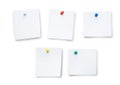 Push Pin or paper pin on white background. card or note paper with colorful push pin on white Royalty Free Stock Photo
