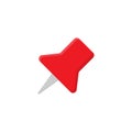 Push pin, red illustration. Thumbtack icon. Board paper concept in vector flat Royalty Free Stock Photo
