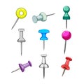 push pin set cartoon vector illustration