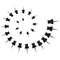 Push pin spiral shape. Rotating office tool. Stationery vector icon. Black and white. Royalty Free Stock Photo