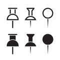 Push pin, thumbtack icon set collection vector in flat style Royalty Free Stock Photo