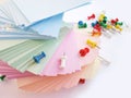 Push Pins and colorful sheets Royalty Free Stock Photo