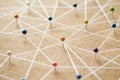 Push pins connected linear network  background Royalty Free Stock Photo