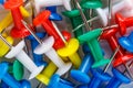 Push pins isolated on white background. colourful push-pin thumbtack tools office on white background.Set of push pins in Royalty Free Stock Photo