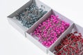 Push pins on white background Royalty Free Stock Photo