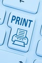 Push print button printing printer blue computer web Royalty Free Stock Photo