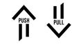 Push and pull door signs with arrows isolated on transparent background Royalty Free Stock Photo