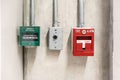 Push in pull down switch in case of fire and emergency door release switch Royalty Free Stock Photo