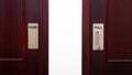 Push and pull sign on a door at a apartment Royalty Free Stock Photo