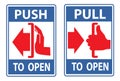 Push and pull to open door signs Royalty Free Stock Photo