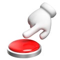 Push The Red Button. 3D rendering on white background