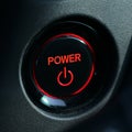 push start power engine system button of electric vehicle car Royalty Free Stock Photo