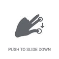 Push to slide down icon. Trendy Push to slide down logo concept