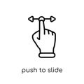Push to slide right and left gesture icon. Trendy modern flat li