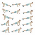 Push Up Exercise Guide Men and Women Showing Proper Form and Repetition Sequence for Bodyweight Workout Royalty Free Stock Photo