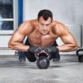 Push up on kettlebells crossfit fitness training