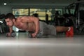 Push Ups With Dumbbels Royalty Free Stock Photo