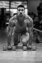 Push Ups With Dumbbels Royalty Free Stock Photo