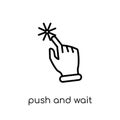 Push and wait gesture icon. Trendy modern flat linear vector Pus