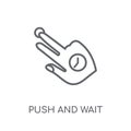 Push and wait gesture linear icon. Modern outline Push and wait