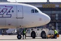 The pushback of HA-LYZ Wizz Air Airbus A320-200 aircraft Royalty Free Stock Photo