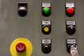 Pushbuttons and switches on the control panel