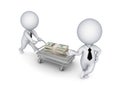 Pushcart with pack of dollars. Royalty Free Stock Photo