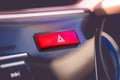 Pushed red warning button with triangle pictogram and flasher li Royalty Free Stock Photo