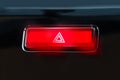 Pushed red warning button with triangle pictogram and flasher li Royalty Free Stock Photo