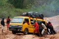 Pushing the car out of mud