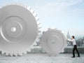 Pushing a gears Royalty Free Stock Photo