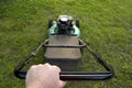 Pushing the Lawn Mower Royalty Free Stock Photo