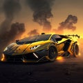 Pushing Limits: Capturing the Beauty of a Supercar Against the Sunset, generative ai Royalty Free Stock Photo