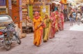 Pushkar beautiful group of women shopping, Rajasthan India Royalty Free Stock Photo