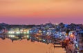 Pushkar Holy Lake at sunset, India