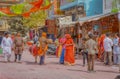 Pushkar sadu meeting people, Rajasthan India Royalty Free Stock Photo