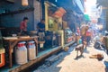 Indian cook makes fresh street food Murukku. Pushkar, Rajasthan, India