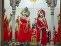 Hindu God Shree Krishna and Radha idol in Temple for worship. Krishna have flute in hand.