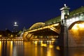 Pushkin (Andreevsky) bridge at night. Moscow Royalty Free Stock Photo