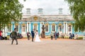 People visiting the Museum Reserve Tsarskoye selo in Pushkin, Russia