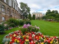 Beautiful flowerbeds in Tsarskoye Selo, Russia