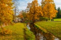 PUSHKIN, ST. PETERSBURG, RUSSIA - OCTOBER 21, 2024: View of Catherine Park in autumn in Tsarskoye Selo. Royalty Free Stock Photo