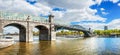 Pushkinsky bridge across the Moscow River Royalty Free Stock Photo