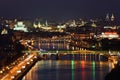Pushkinsky bridge at night Royalty Free Stock Photo